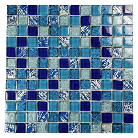 Splash Blue and Silver Mix NG MOS#7 Glass Mosaic Pool Tile