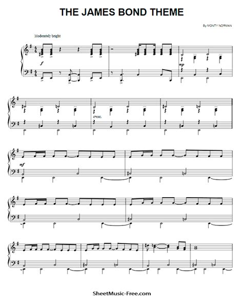 James Bond Theme Sheet Music 007 James Bond | ♪ SHEETMUSIC-FREE.COM ...