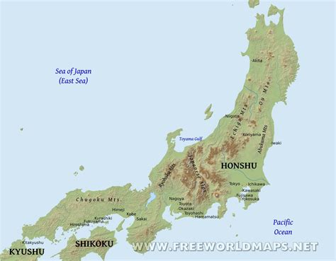 Map Of Honshu Island Japan - Cities And Towns Map