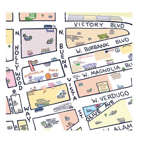 Burbank Illustrated Map — TOM LAMB MAPS