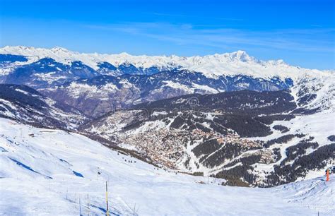 On the Slopes of the Ski Resort of Meribel. Meribel Village Center ...