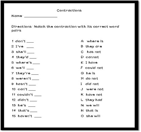 ️Contractions Grammar Worksheets 3rd Grade Free Download| Gambr.co