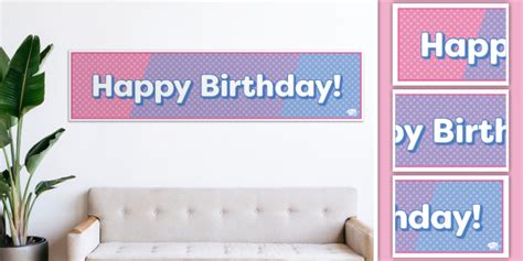 Happy Birthday Banner Pink and Blue | Twinkl Party