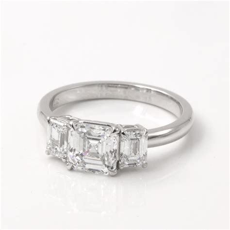 Emerald Cut 3 Stone Engagement Ring Setting in Platinum