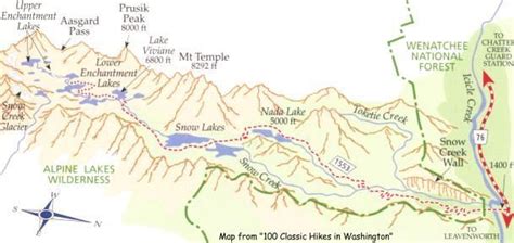 Enchantments Map. | Lake map, Snow lake, Lake