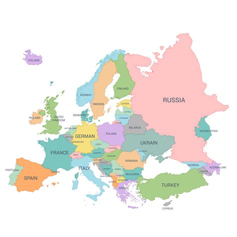 Europe Map Full Color High Detail Separated all countries 22541454 PNG