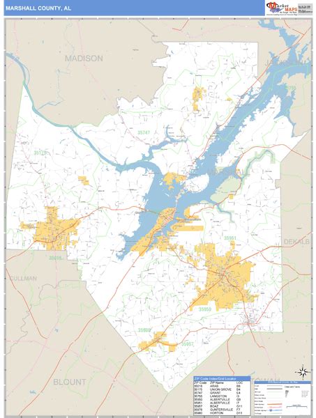 Marshall County, Alabama Zip Code Wall Map | Maps.com.com