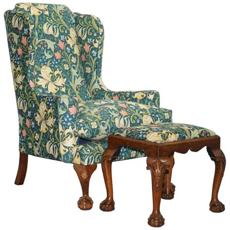 William Morris Georgian Irish Style Claw and Ball Walnut Wingback ...