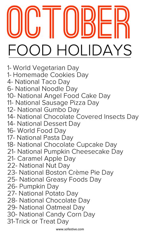 October Food Holidays - So Festive