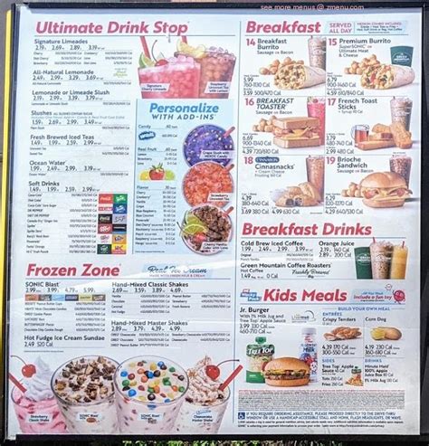 Online Menu of Sonic Drive-In Restaurant, Tulare, California, 93274 - Zmenu