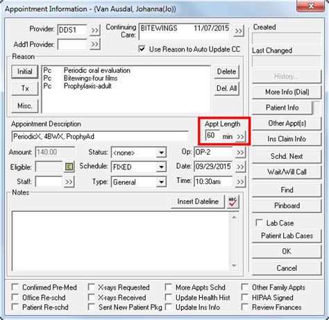 Assigning a Time Pattern to Appointments | Dentrix