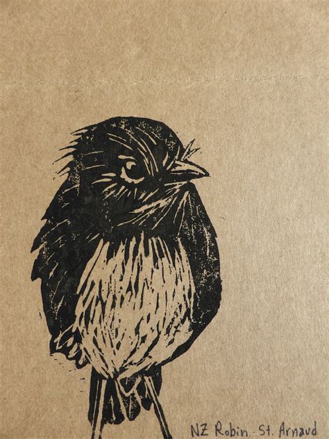 NZ Robin linoprint | Linoprint, Linocut, Prints