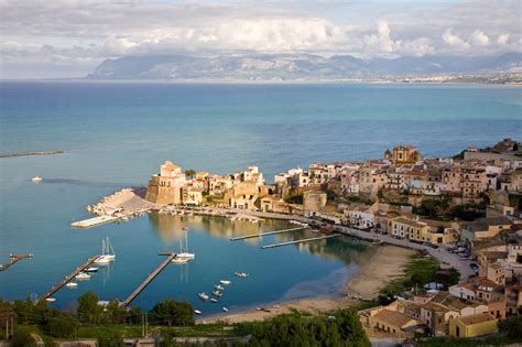 Castellammare-del-Golfo, Sicily is a small seaside town with a mountain ...