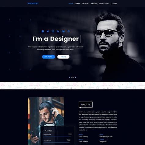 Free Personal Portfolio Template Freebies Bootstrap Dark Free Layout ...