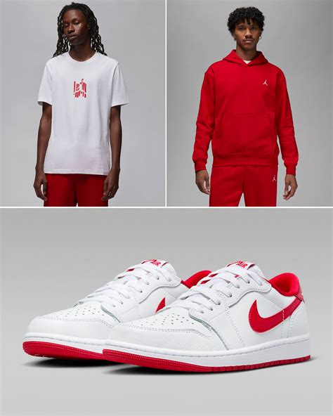 Air Jordan 1 Low OG White University Red Shirts Hats Outfits