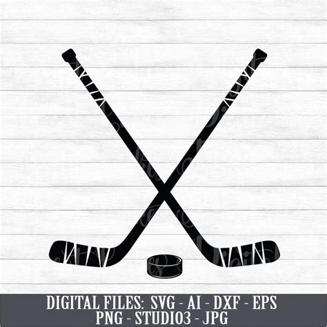 Crossed Hockey Sticks & Hockey Puck Instant Digital Download Svg, Png ...