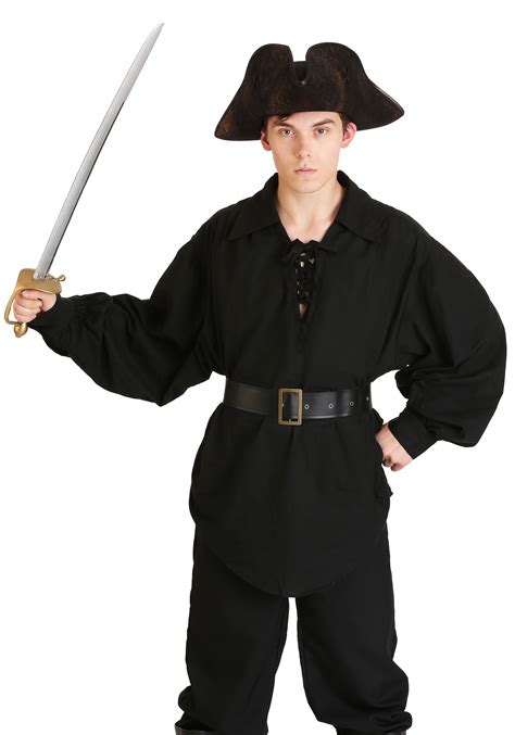 Men's Black Pirate Shirt - Ruffled Pirate Costume Shirt