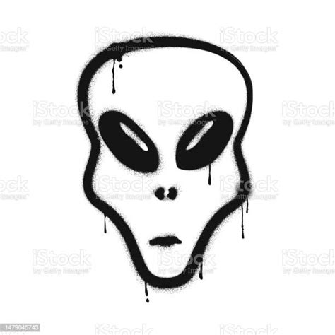 Graffiti Drawing Of Alien Painted Graffiti Spray Pattern Of Space Alien ...