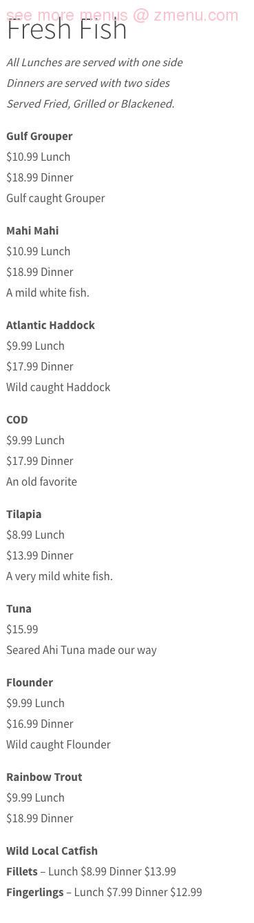 Menu at Deland Fish House restaurant, DeLand, 310 E International ...