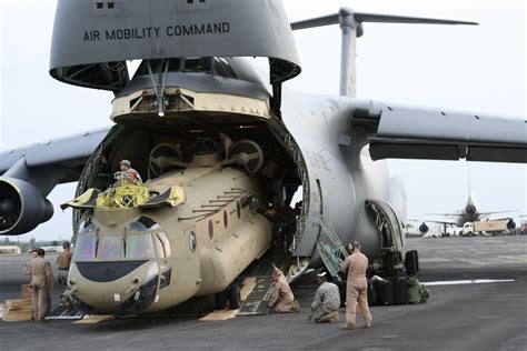 Lockheed C-5 Galaxy Unloading Helicopter CH-47 Chinook 4067 - Aircraft ...