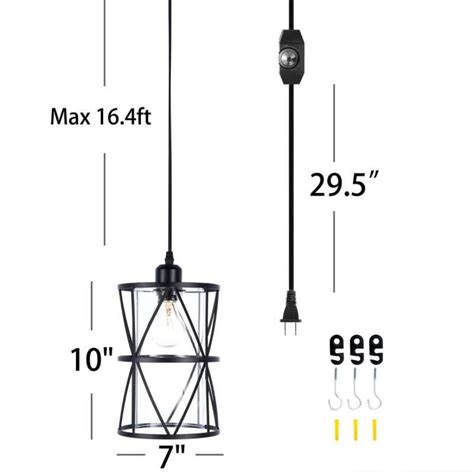 Black Plug in Swag Light Dimmable - SHENGQINGTOP