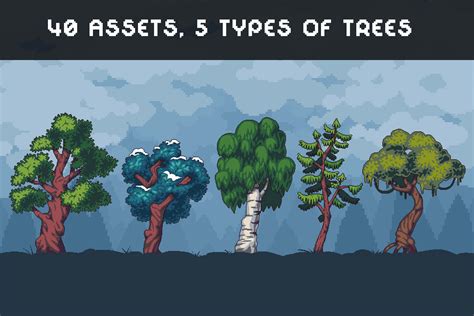 Free Tree Pixel Art Asset Pack Download - CraftPix.net