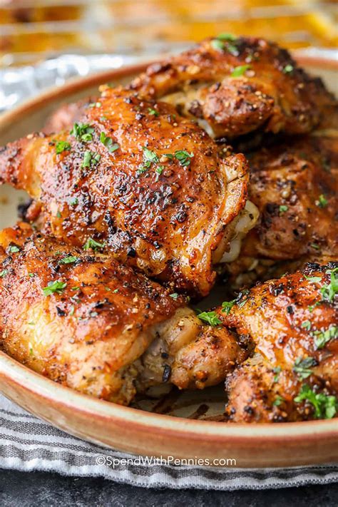 Crispy Baked Chicken Thighs {Perfect every time} - Spend With Pennies