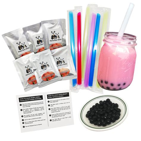 Instant Boba Kit STRAWBERRY Flavor Boba Bubble Tea Kit Make Your Own ...