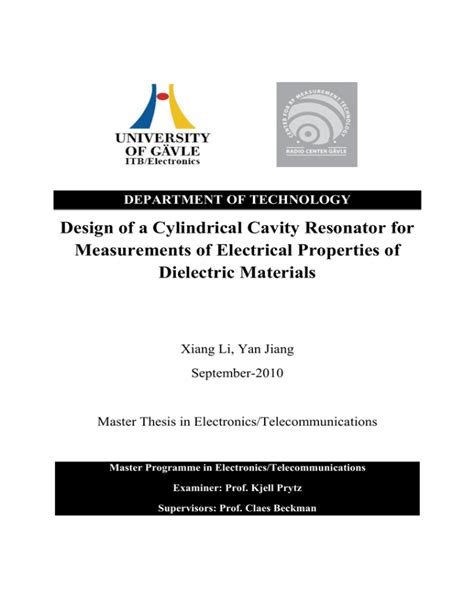 Design of a Cylindrical Cavity Resonator for Measurements