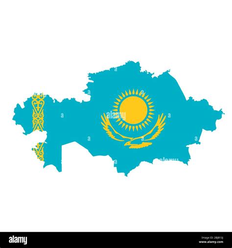 Kazakhstan flag map. Country outline with national flag Stock Photo - Alamy