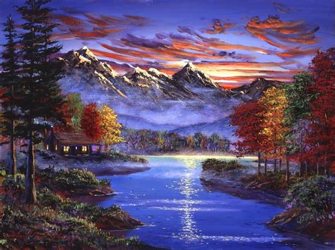 Sparkling Lake by David Lloyd Glover | Lake sunset painting, Wall art ...