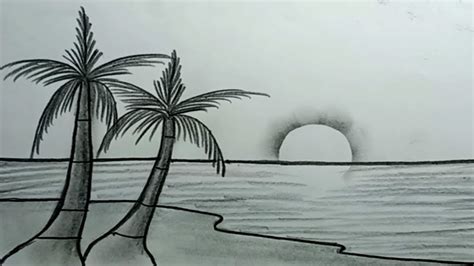 Beach Shore Pencil Drawing