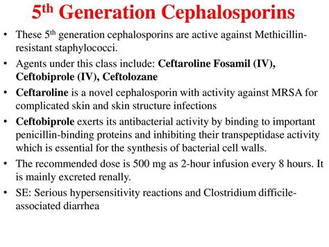 5th generation cephalosporins