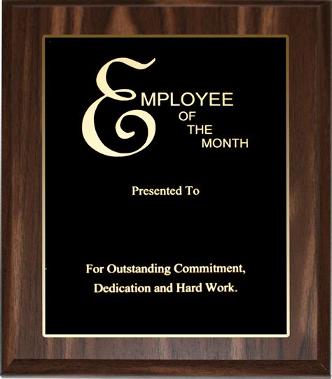 Employee Of The Month Plaque Template