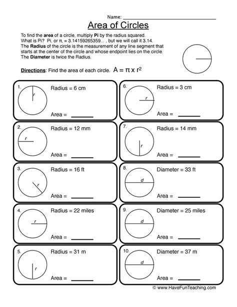 Area of a Circle Using Diameter