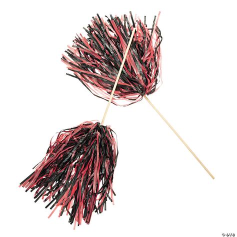 Red & Black Two-Tone Spirit Cheer Pom-Poms - 24 Pc. | Oriental Trading