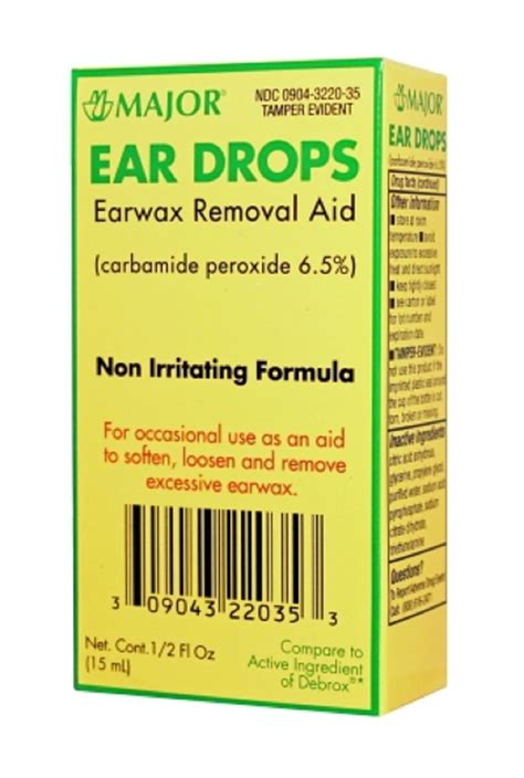 136MJRX MAJOR EAR DROPS BOXED CARBAMIDE PEROXIDE-7 % Colorless 15 ML ...