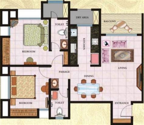 1150 sq ft 2 BHK Floor Plan Image - Regency Group Towers Available for ...