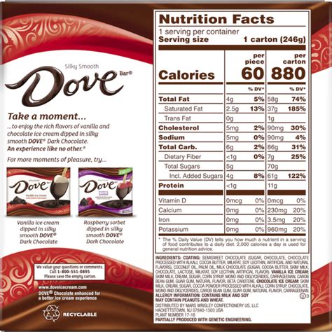 Dove Dark Chocolate Nutrition Facts | Besto Blog