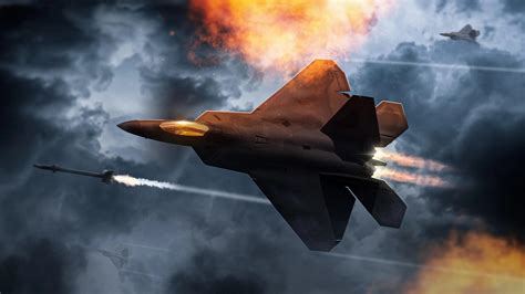 Download wallpaper Flight, F22, Raptor, Airplane, Bomber, Rocket ...