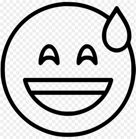 smiling with open mouth and cold sweat svg png icon - smile outline PNG ...