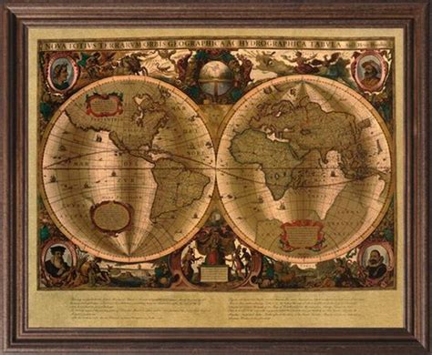 Gold Foil Old World Map Photo Framed Art Picture Print | #60267961