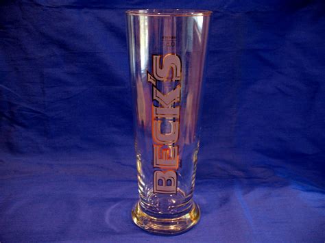 Becks Beer Glass Tall Large Lager Size German Collector Key Logo