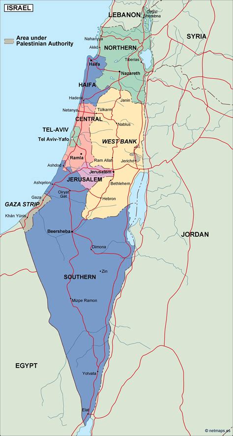 israel political map. Eps Illustrator Map | Vector maps