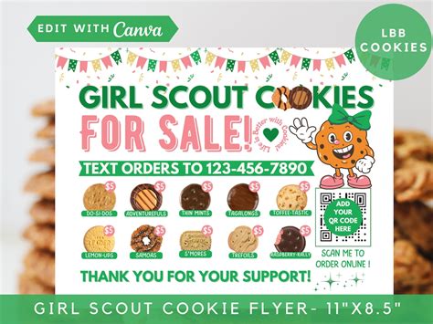 Editable Girl Scout Cookie Flyer 2023 LBB Cookie Menu Booth - Etsy