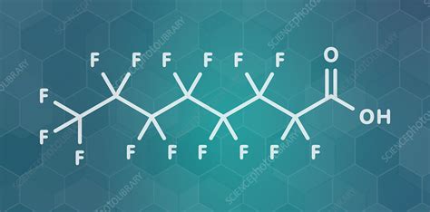 Perfluorooctanoic acid molecule, illustration - Stock Image - F029/9952 ...