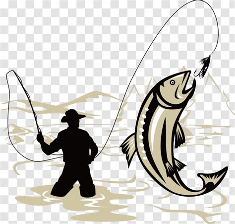 Catching Trout Fly Fishing Clip Art Rods - Silhouette Transparent PNG