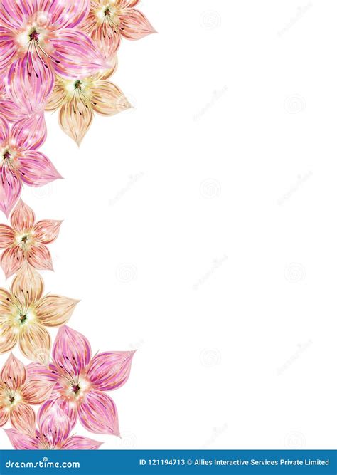 Floral Greeting Card Design with Lily Flowers Decorated on Background ...