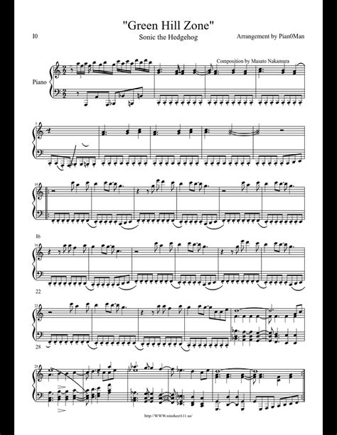 Green Hill Zone sheet music for Piano download free in PDF or MIDI