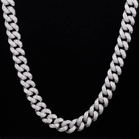 12mm Iced Out Cuban Link Chain in White Gold/14K Gold for Women-KRKC&CO ...